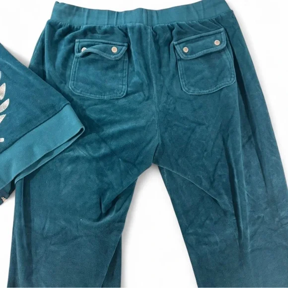 Juicy Couture Teal Velour Hoodie and Pants Set - Picture 4 of 7